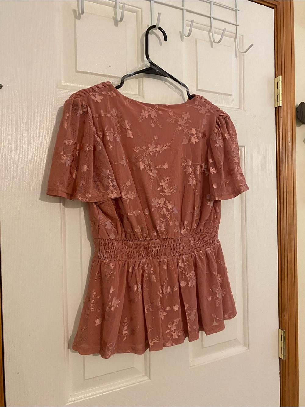 Ember Dusty Rose Floral Wrap Peplum Top - Picture 4 of 4